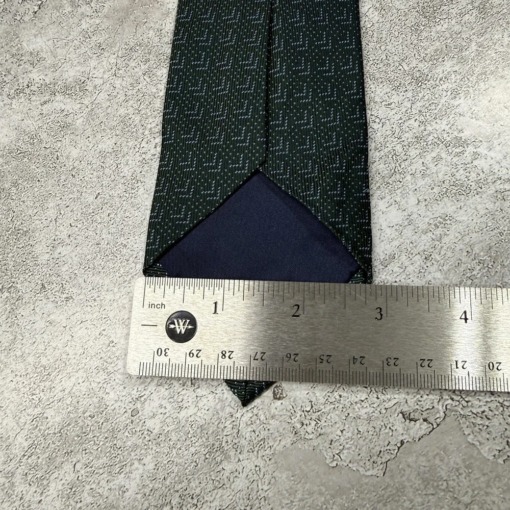 Banana‎ Republic Silk Tie Mens One Size Green Geometric Made In China Necktie